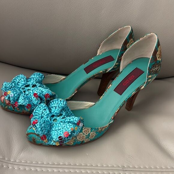 Kenzo Blue Heels with knit bows Y2K - Picture 2 of 5